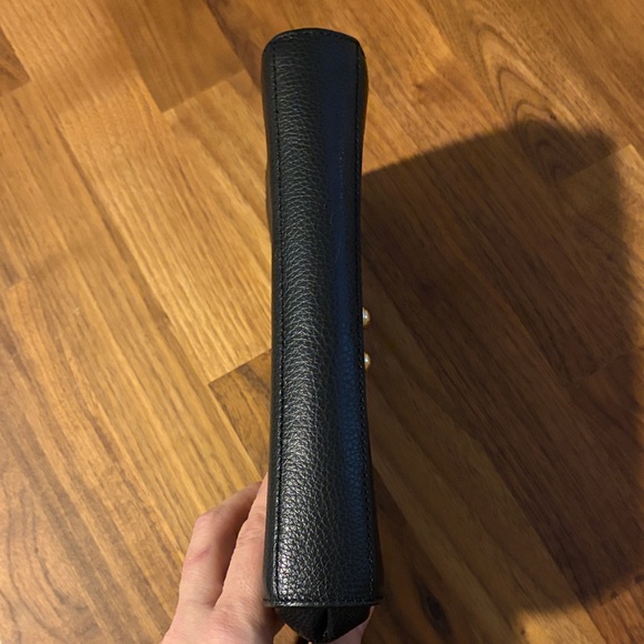 Coach Black Leather Crocodile Print Wristlet Clutch - Picture 6 of 7